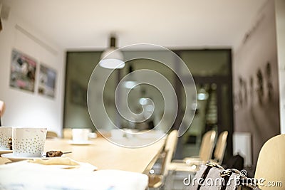 Empty office in the evening. Photo blurry Stock Photo