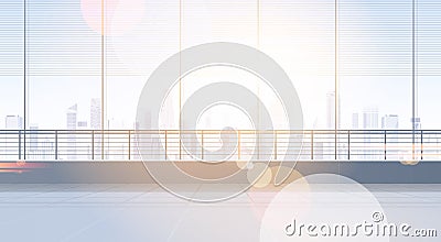 Empty Office Room Studio Building Real Estate Interior Window With Modern City Landscape Copy Space Vector Illustration