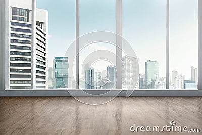 Empty office room with wooden floor Stock Photo