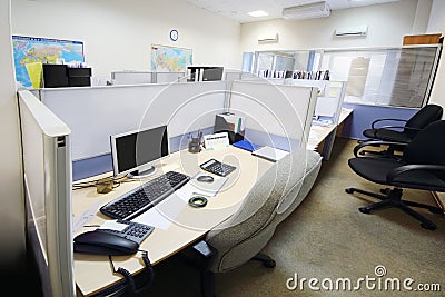 Empty official place separated by partition Stock Photo