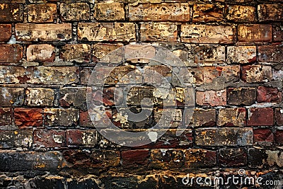 empty old brick wall background with copy space deteriorating old brick wall Stock Photo