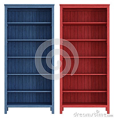 Empty old wooden bookcase Stock Photo