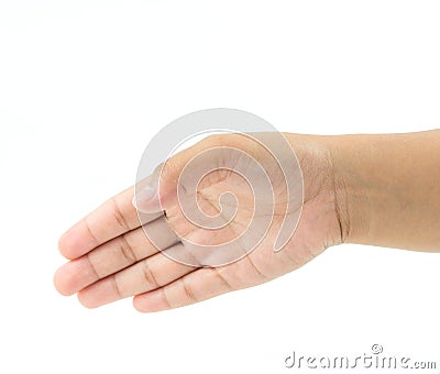 Empty open female hand for shake hands Stock Photo