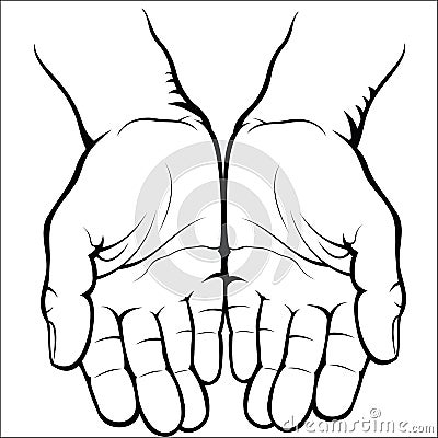 Empty open palms Vector Illustration