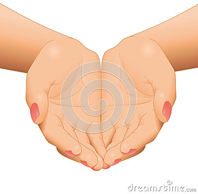 Empty open woman hands Cartoon Illustration