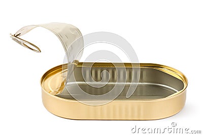 Empty opened oblong tin Stock Photo