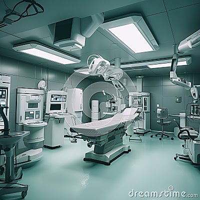 Empty operation room,Surgery Robot Performing Medical Operation In Operating Room,AI generated Stock Photo