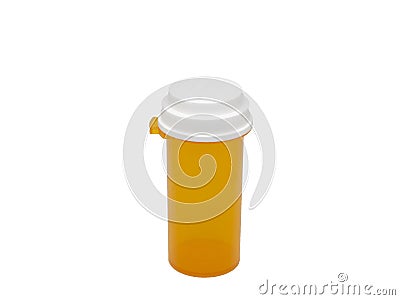 Empty orange Medicine or pill bottle on isolated white background Stock Photo