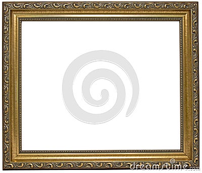 Empty ornate gold frame Stock Photo