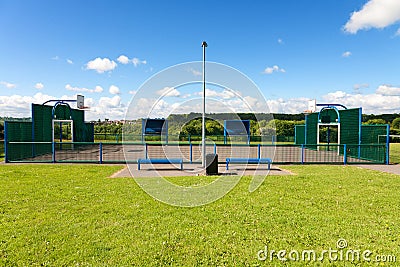 Empty outdoor basketball field Stock Photo