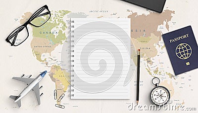 Empty pad mockup for list of necessary things for travel Stock Photo