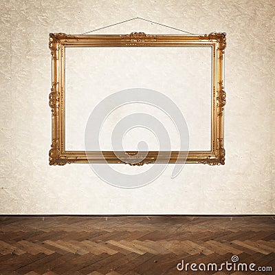 Empty painting frame on the wall Stock Photo