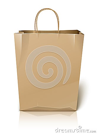 Empty paper shopping bag Vector Illustration