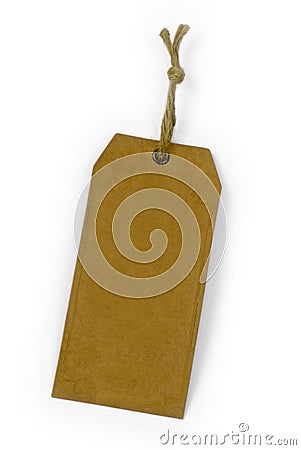 Empty paper tag tied with brown string Stock Photo