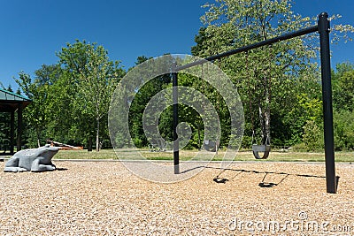 Empty Park Swings Stock Photo