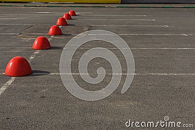 Empty parking with hemispheres Stock Photo