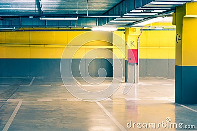 Empty parking underground garage interior in apartment house or in supermarket Stock Photo