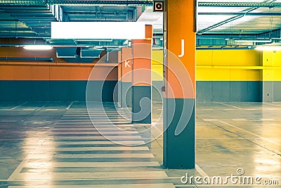 Empty parking underground garage interior in apartment house or in supermarket Stock Photo