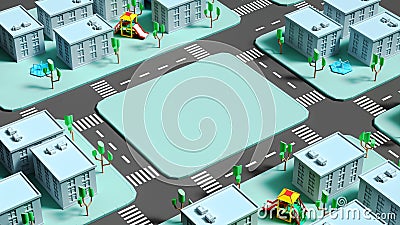 An empty patch of land in a makeshift city in a minimalist style with place for text or object presentation Stock Photo
