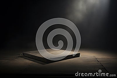 Empty Performance Stage with Spotlight and Wooden Floor Stock Photo