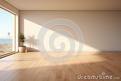 A empty, perspective view, a living room, modern, minimalist. Generative AI Stock Photo