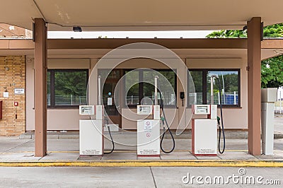 Empty petrol gas station in Berlin. Germany. Editorial Stock Photo