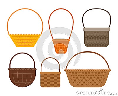 Empty picnic basket set Vector Illustration