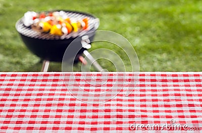 Empty picnic table background Stock Photo
