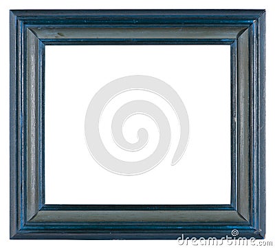 Empty picture frame in a distressed blue painted finish Stock Photo