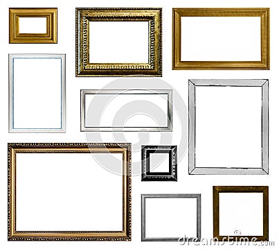 Empty picture frames collection Stock Photo