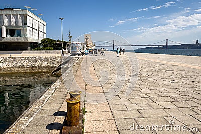 Empty pier of Doca do Bom Sucesso in Lisbon Editorial Stock Photo