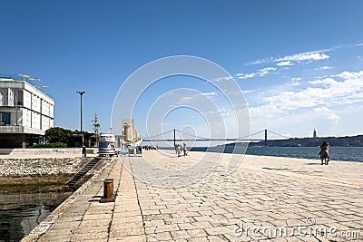 Empty pier of Doca do Bom Sucesso in Lisbon Editorial Stock Photo