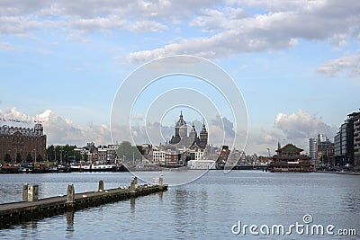 Empty Pier At The Oosterdok Amsterdam The Netherlands 7-9-2020 Editorial Stock Photo
