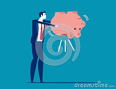 Empty piggy bank. Financial and saving concept. Flat cartoon vector style Vector Illustration