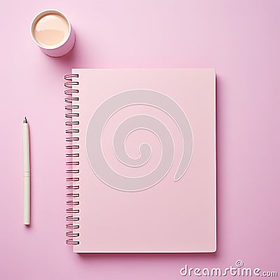 empty pink diary with coffee cup 4 Stock Photo