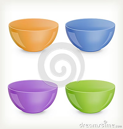 Empty plastic bowls Stock Photo