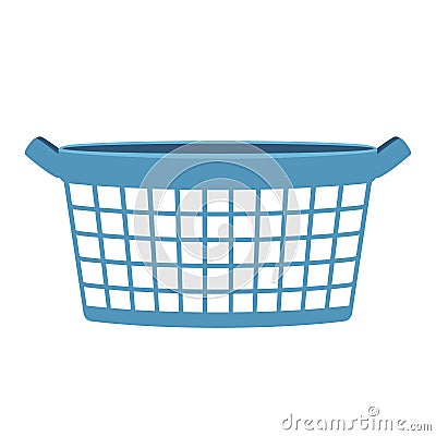 Empty plastic laundry basket for items. Isolated on white background Vector Illustration