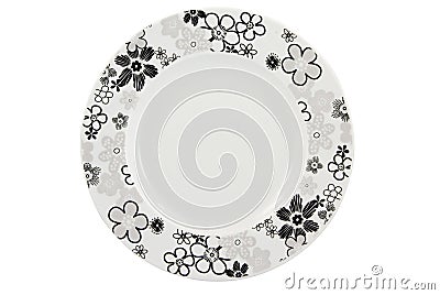 Empty plate with floral decoration with c/p Stock Photo