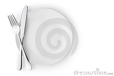 empty plate with fork and knife Stock Photo