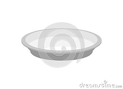 Empty plate isolated. large dish on white background Vector Illustration