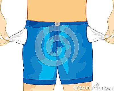 Empty pockets trousers Vector Illustration