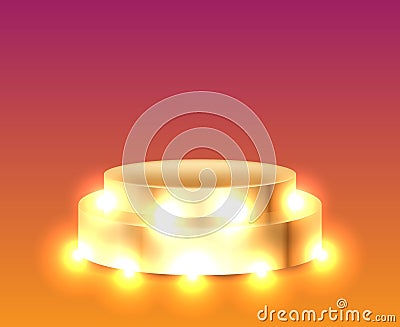 Empty podium with lights Stock Photo