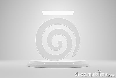 Empty podium or pedestal display on white room and light background with futuristic stand concept. Blank product shelf standing Stock Photo