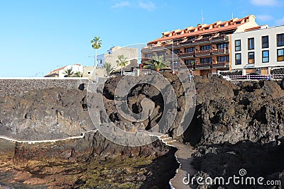 Empty pool at El Caleton in Garachico, Spain Editorial Stock Photo