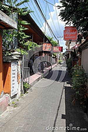 An Empty Poppies Lane During the Lockdown in 2022 Kuta, Indonesia. Editorial Stock Photo