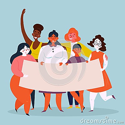 Empty poster. Woman rights, empowerment Vector Illustration