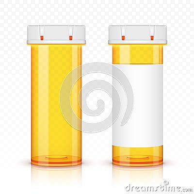 Empty prescription medicine bottles on transparent background. Stock Photo
