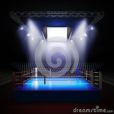 Empty professional boxing ring. Cartoon Illustration