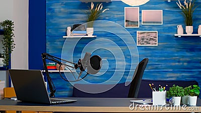 Empty professional setup for recording podcast Stock Photo