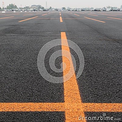 Empty Parking Lot with Orange Lines Stock Photo